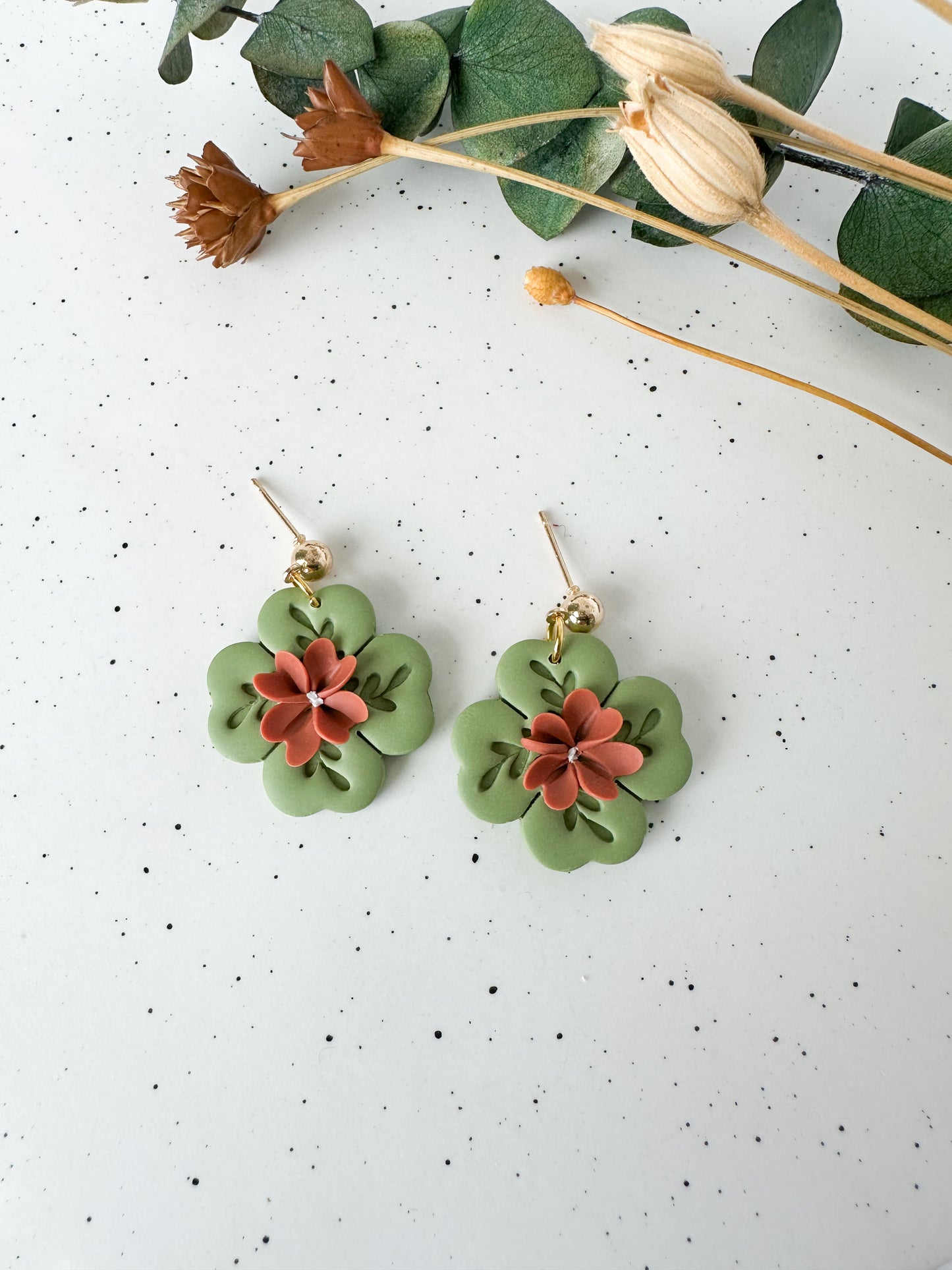 Floral Clover Earrings