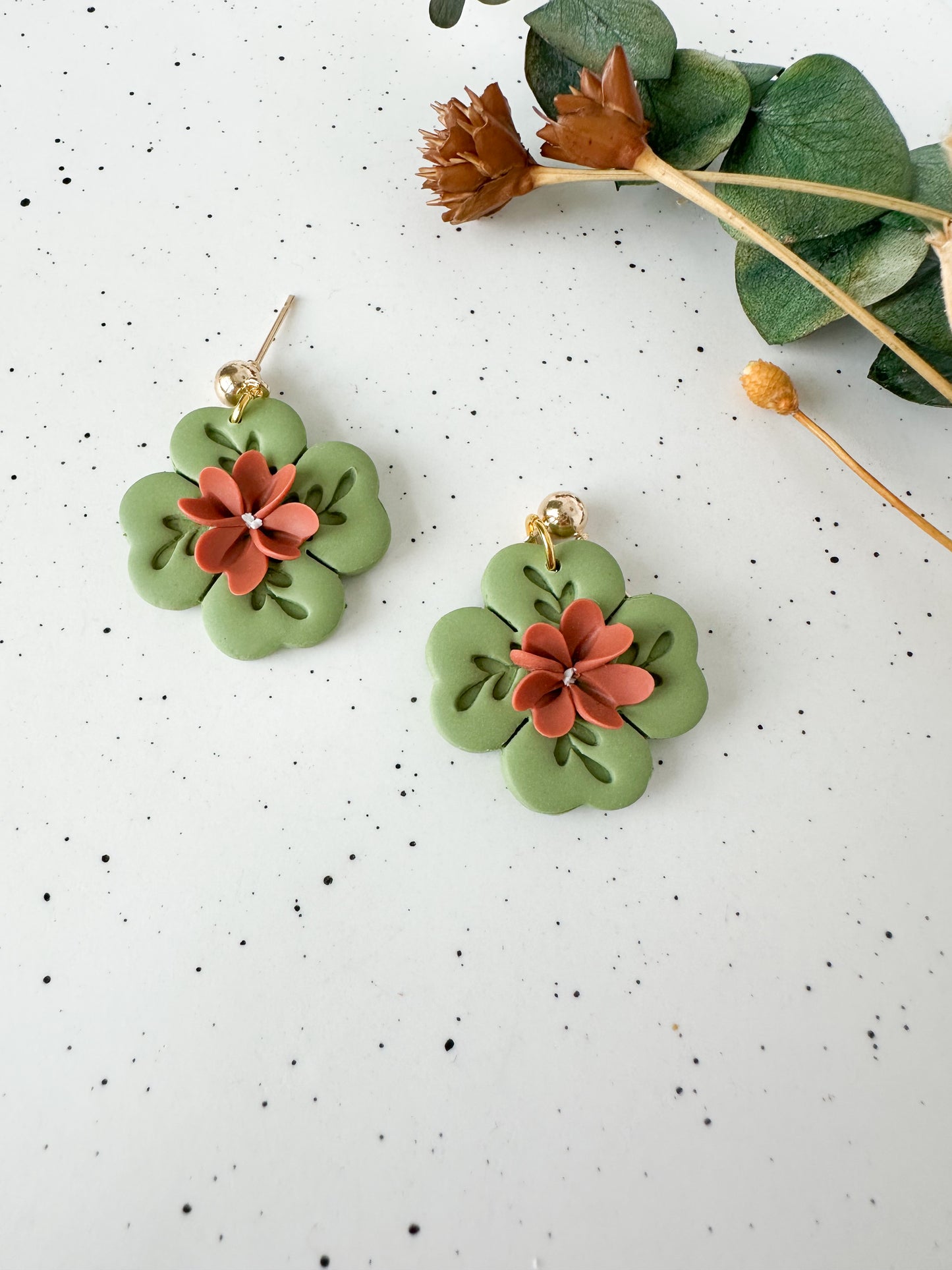 Floral Clover Earrings