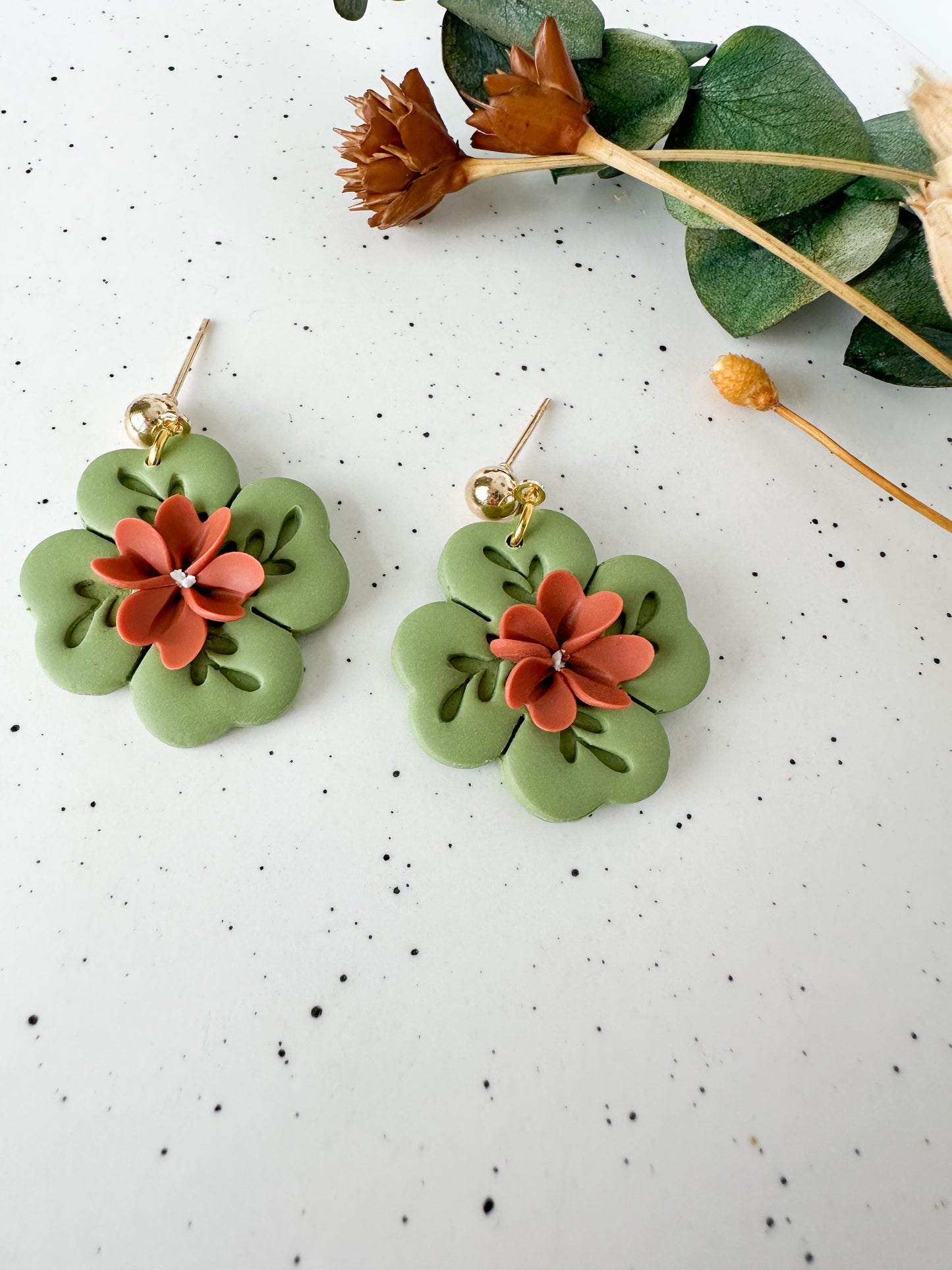 Floral Clover Earrings