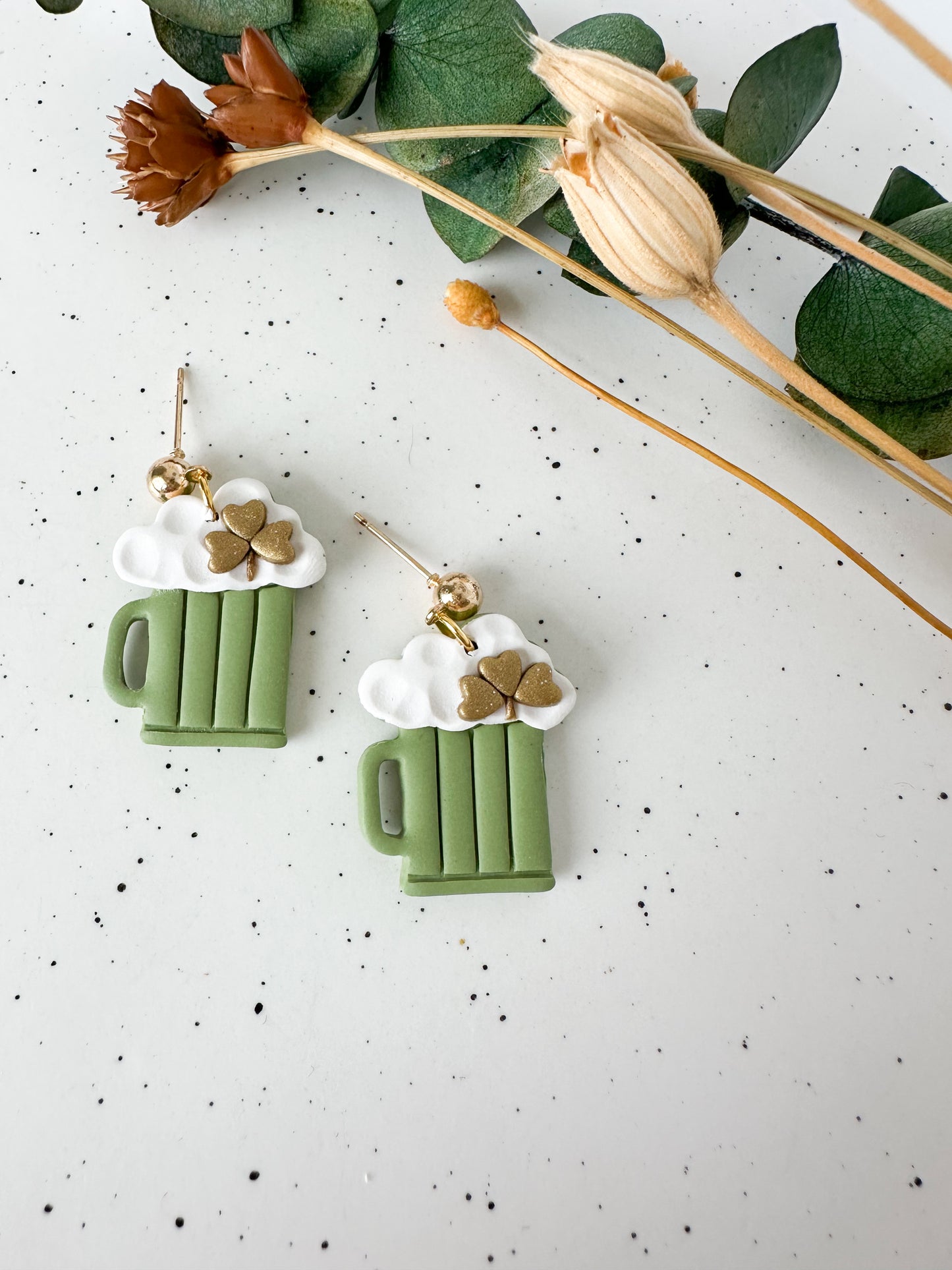 Green Beer Earrings