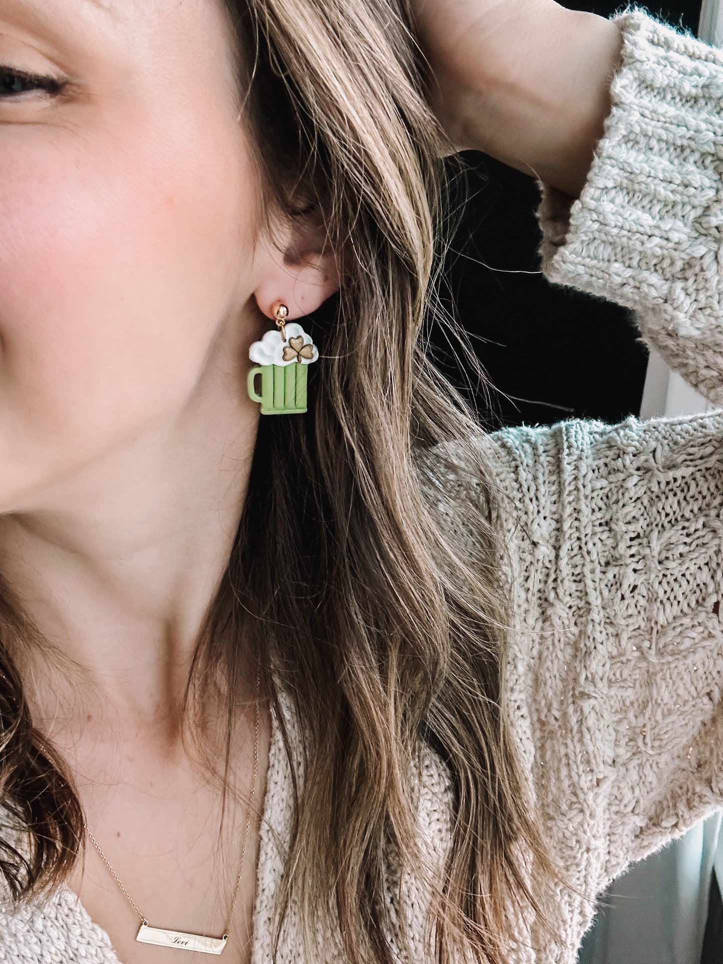 Green Beer Earrings