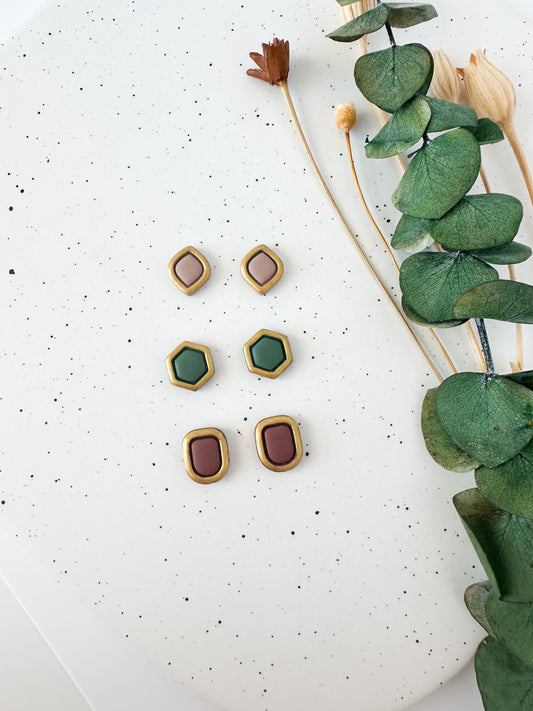 Gold Boarder Studs - Pack of Three