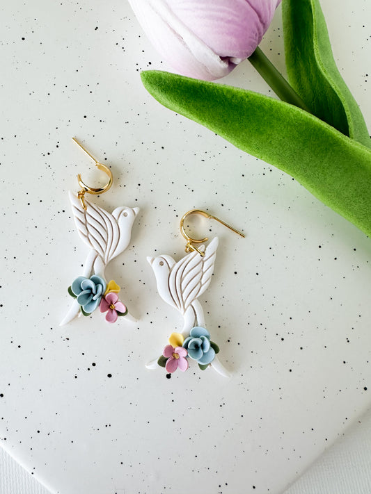 Floral Bird Earrings