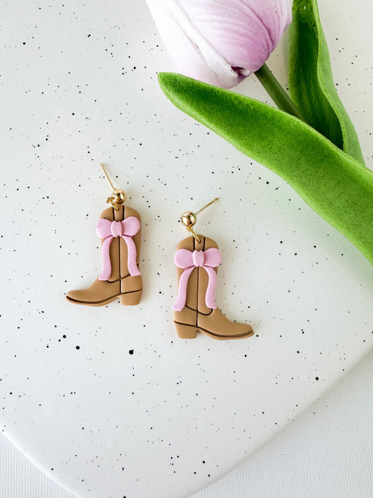 Pink Cowboy Boot Earrings