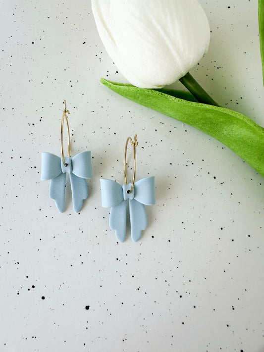 Light Blue Bow Earrings