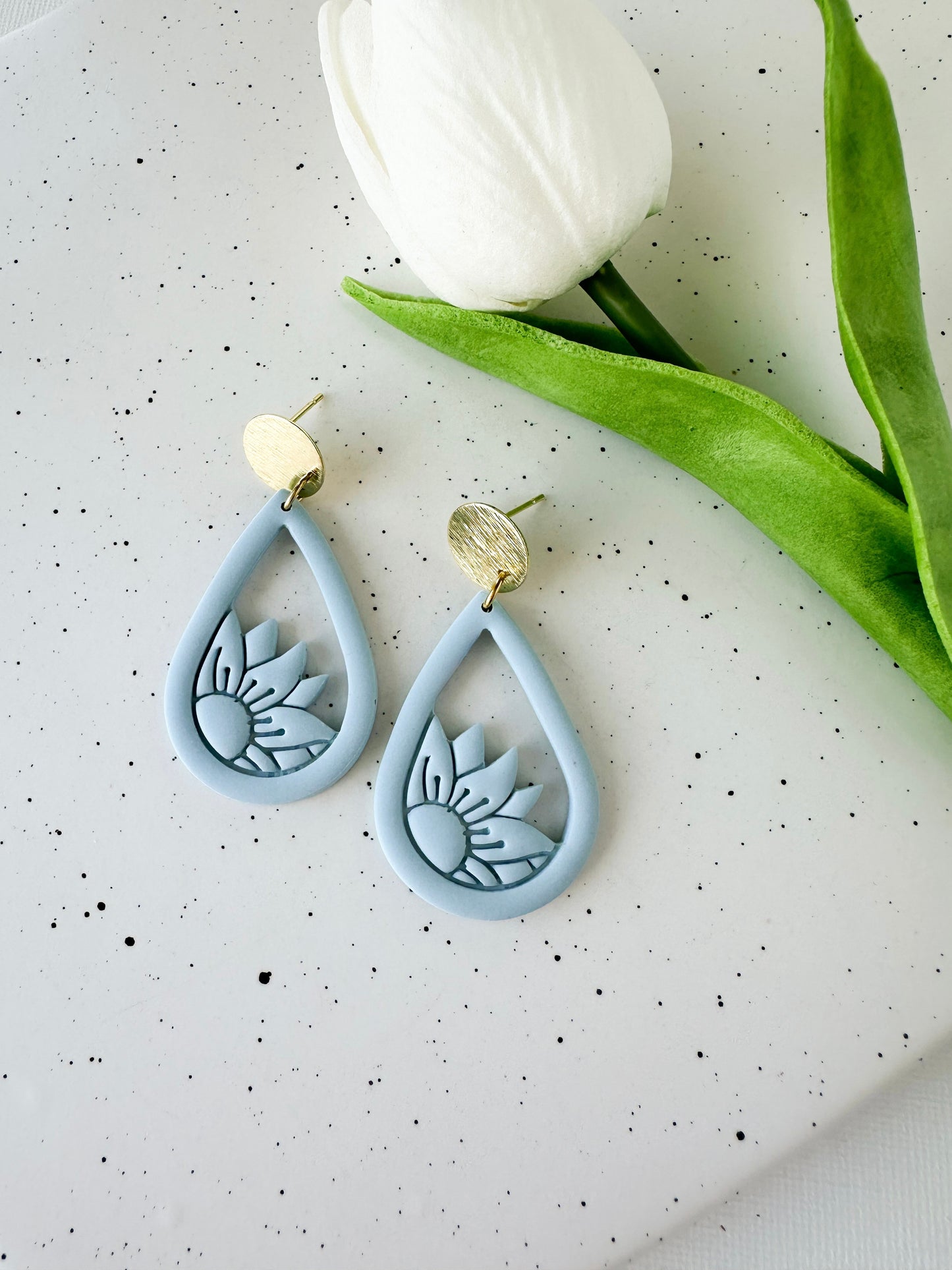 Blue Flower Teardrop Dangles