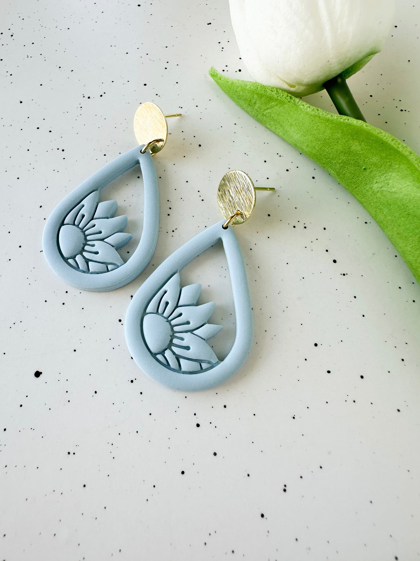 Blue Flower Teardrop Dangles