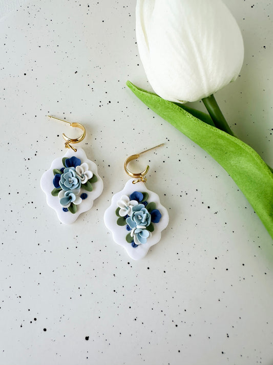 Delicate Blue Floral Earrings