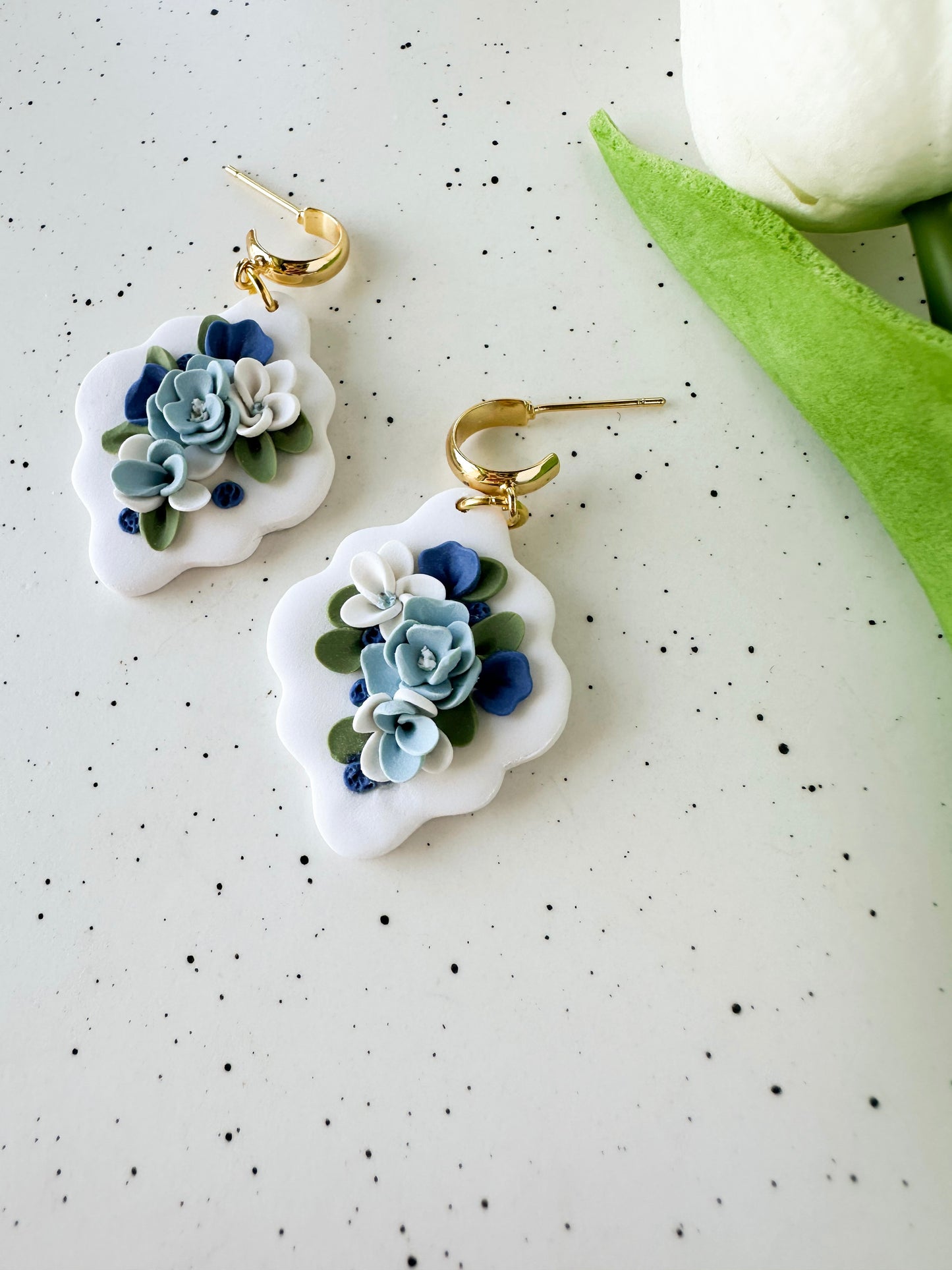 Delicate Blue Floral Earrings