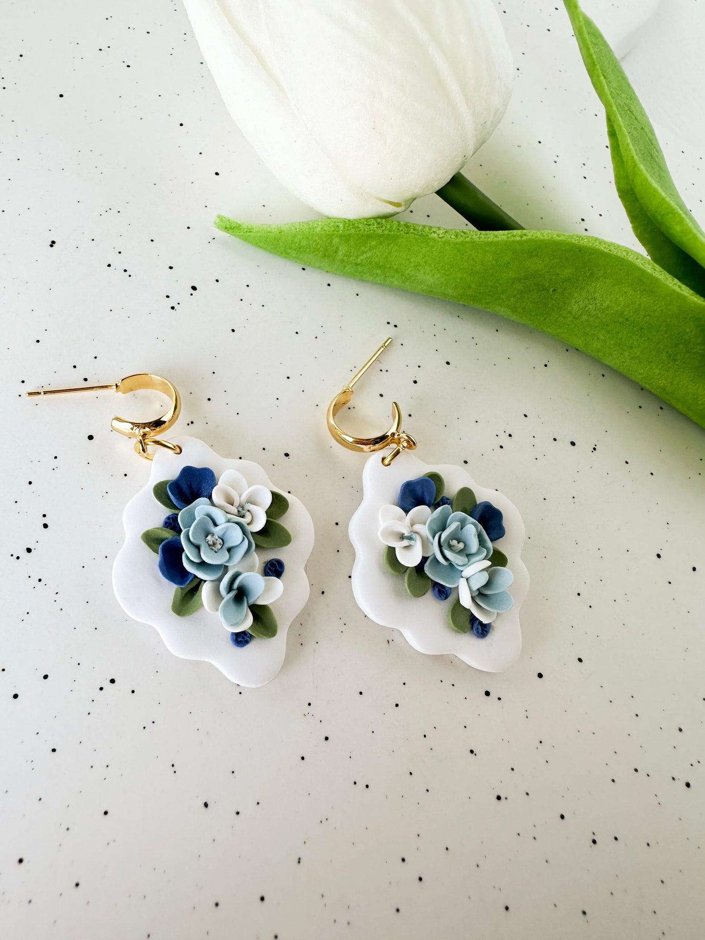 Delicate Blue Floral Earrings