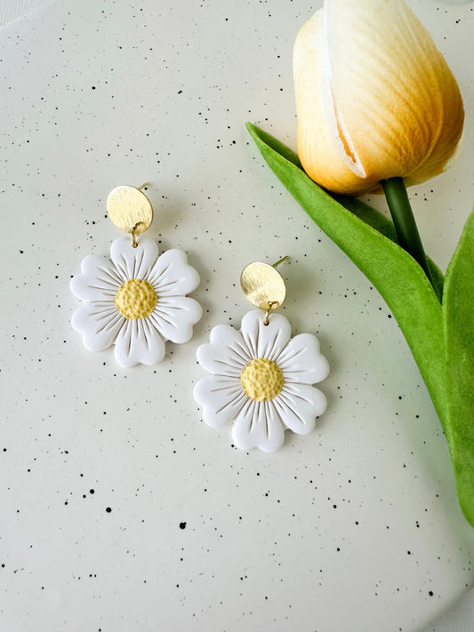 White Daisy Dangles