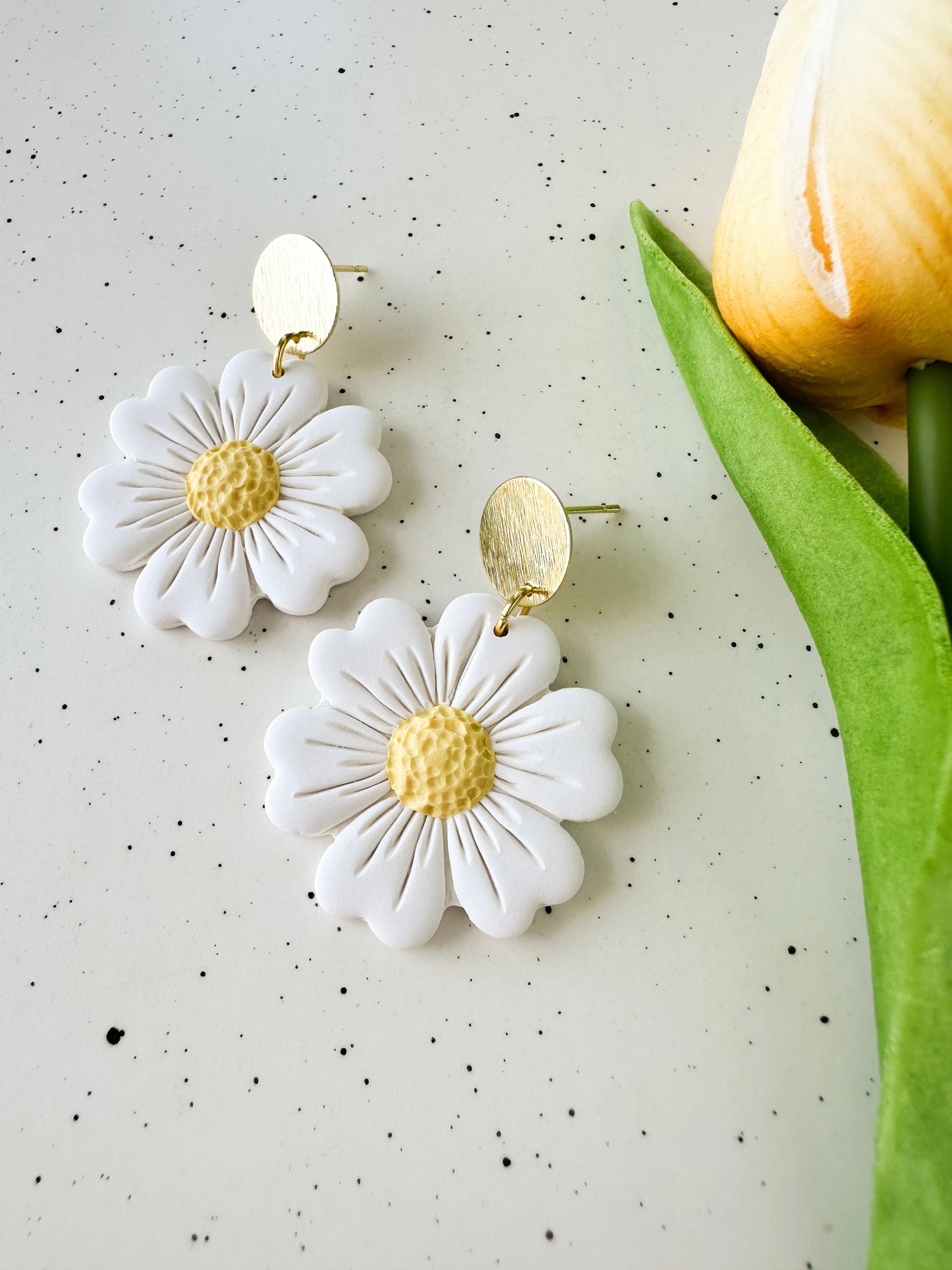 White Daisy Dangles