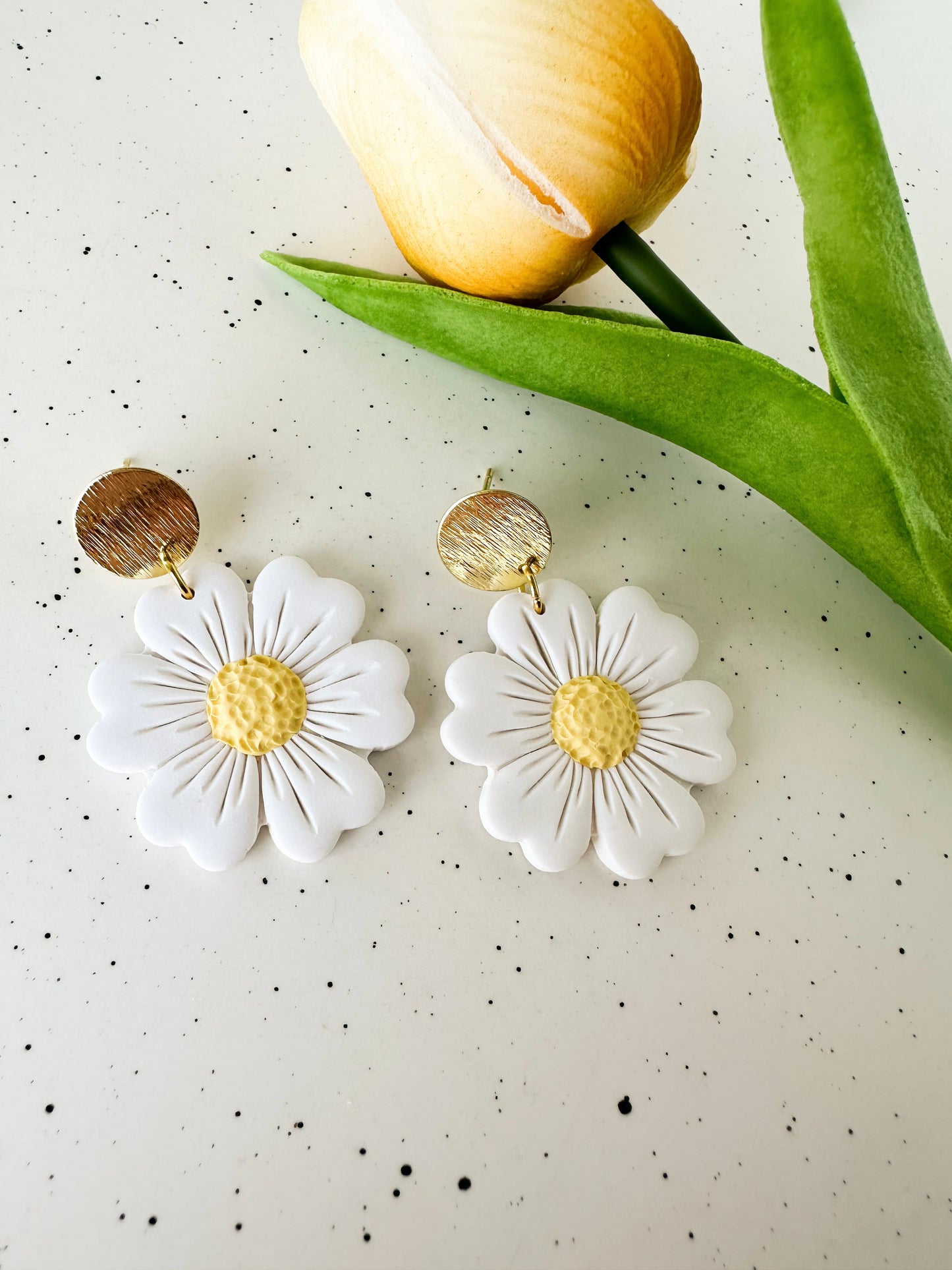 White Daisy Dangles