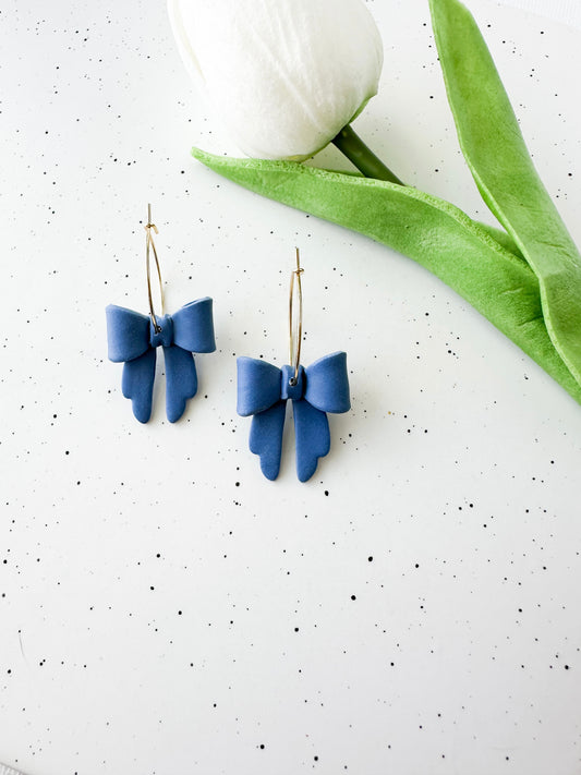 Dark Blue Bow Earrings