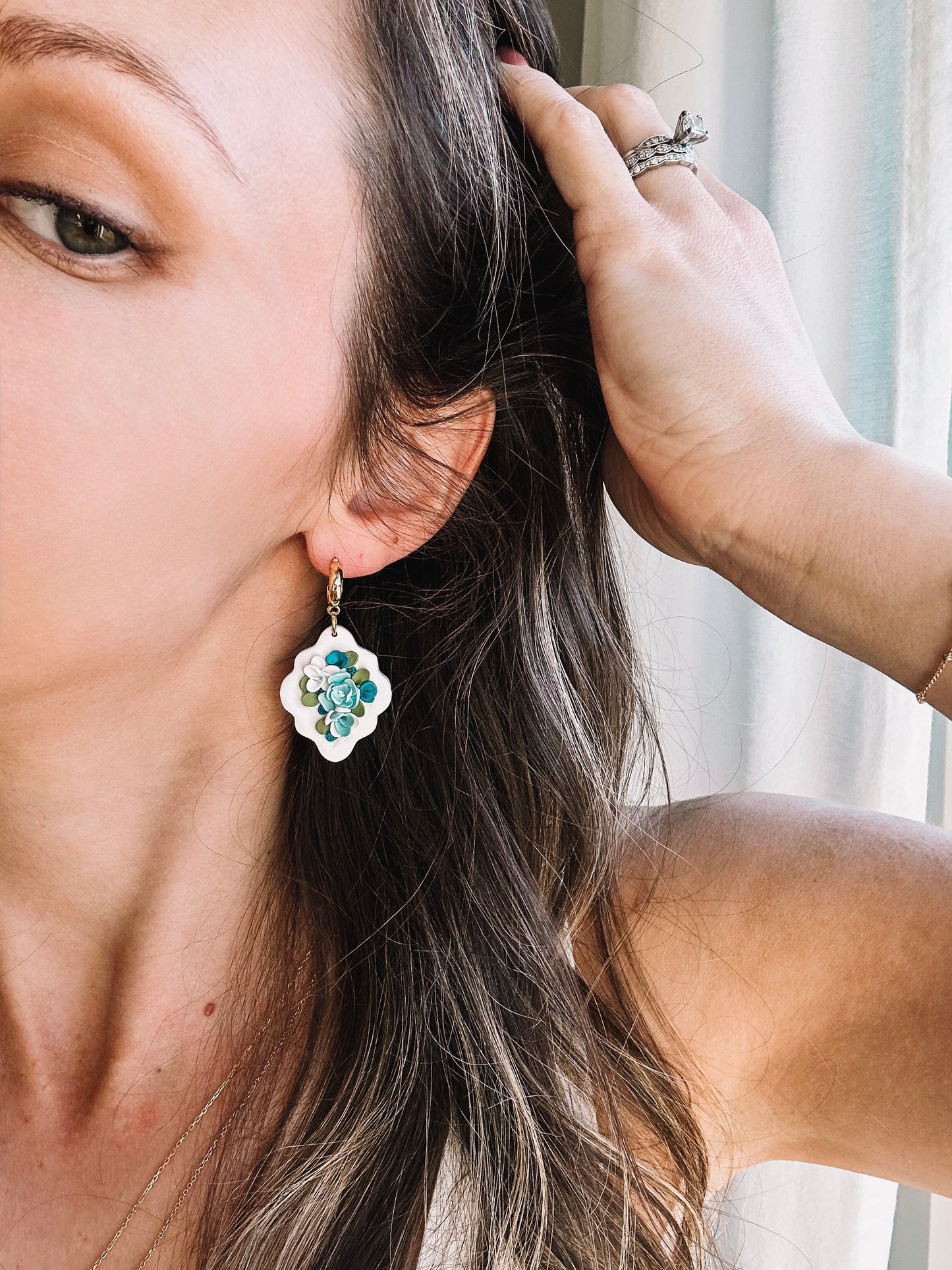 Delicate Blue Floral Earrings