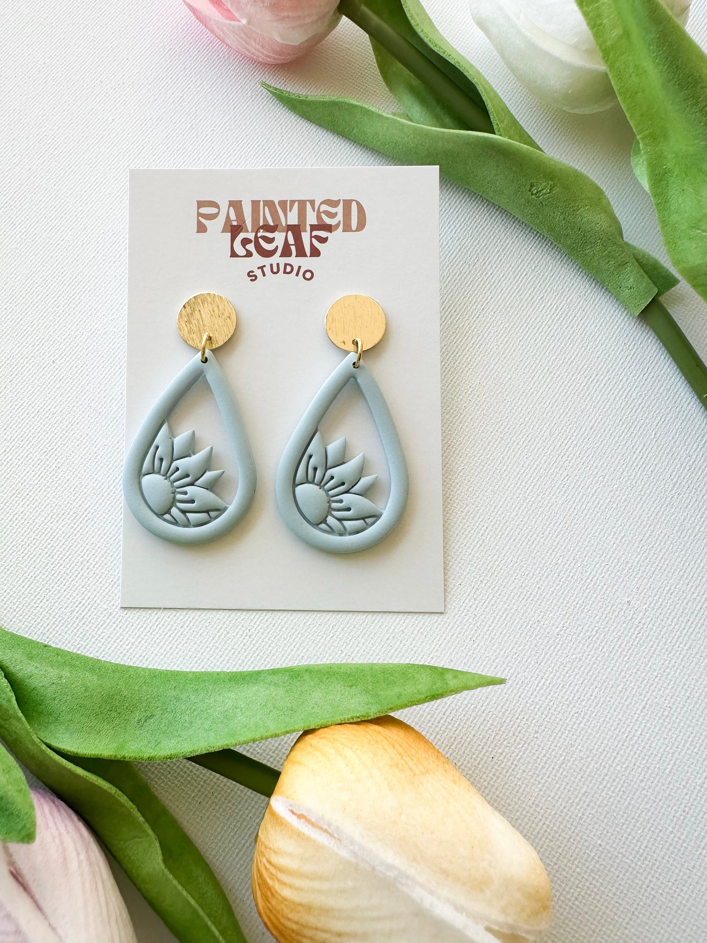 Blue Flower Teardrop Dangles