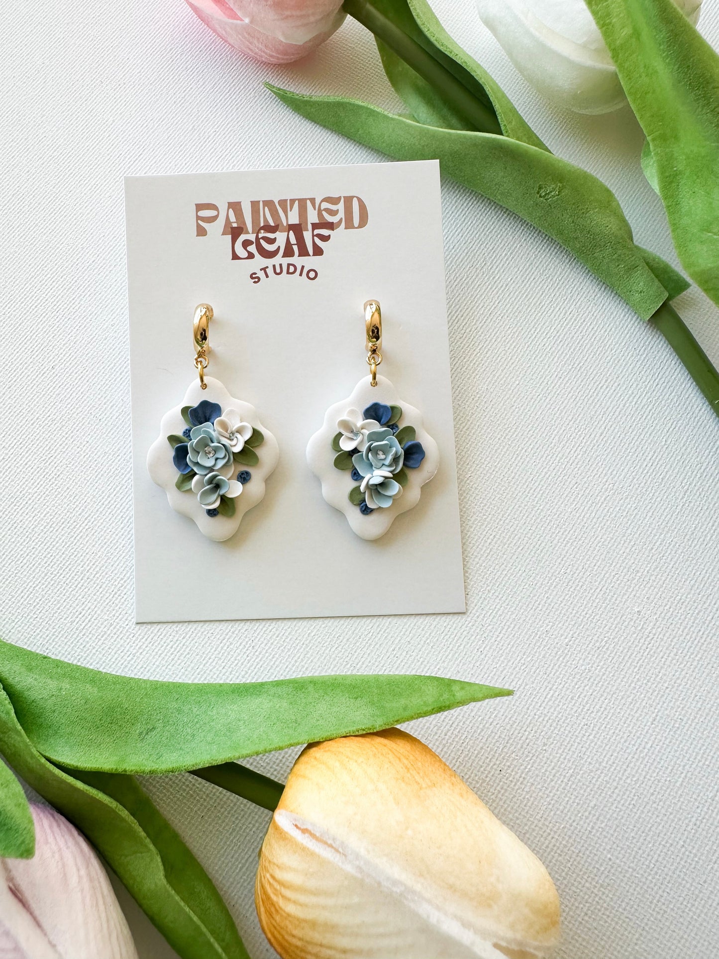 Delicate Blue Floral Earrings