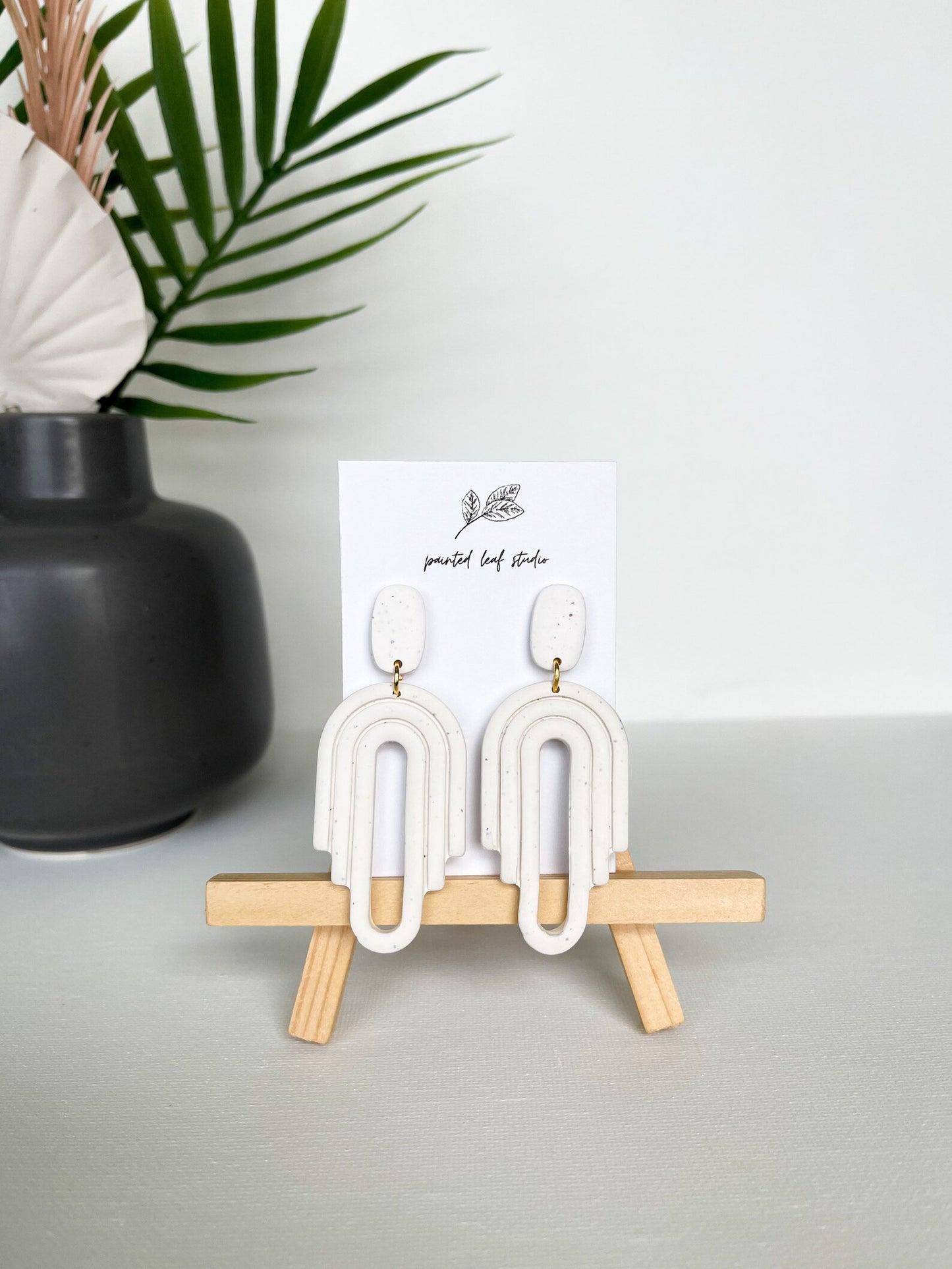 White Statement Earrings