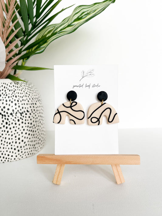 Black Swirl Arch Earrings